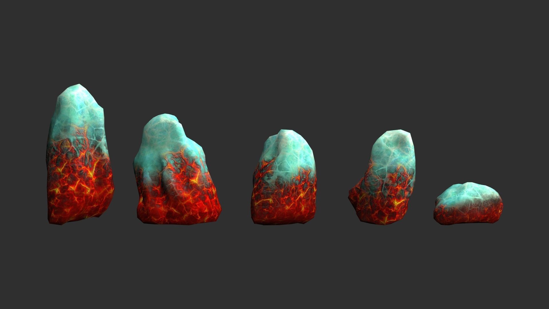 Rock Set 03 - Fire and Ice Low-poly 3D model_1