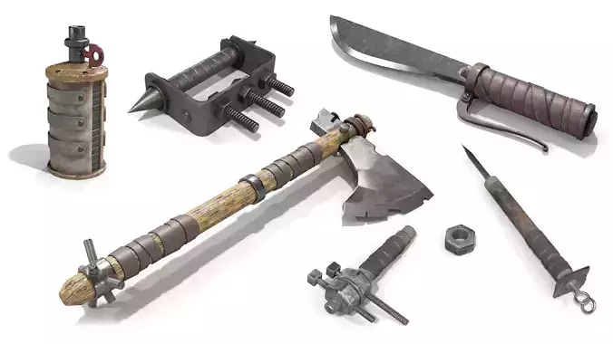 Homemade Weapon Pack 1 3D Model Collection