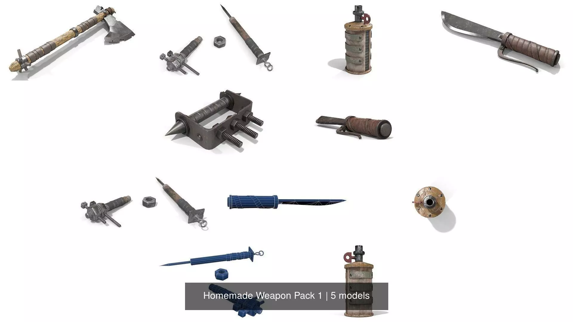 Homemade Weapon Pack 1 3D Model Collection_1