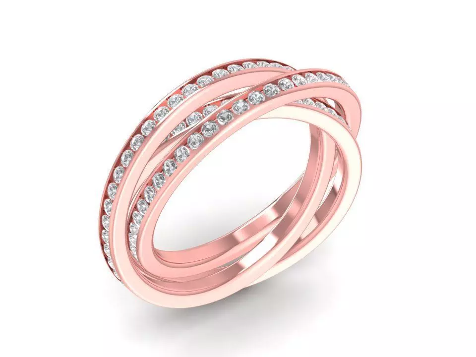 Elegant Twisted Crossover Diamond Ring 3D Model 740 3D print model
