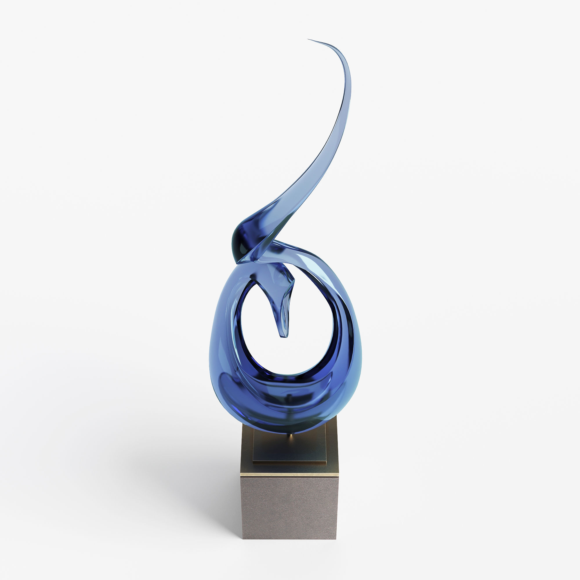 Modern Decorative Abstract Glass Art Sculpture 01 3D model_3