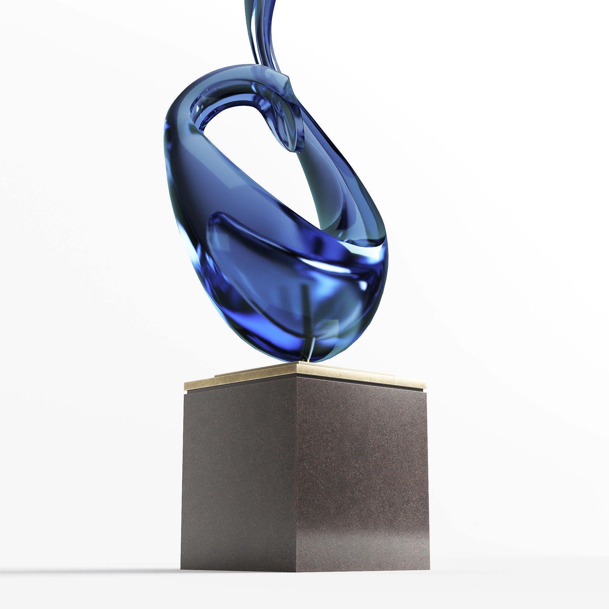 Modern Decorative Abstract Glass Art Sculpture 01 3D model_2