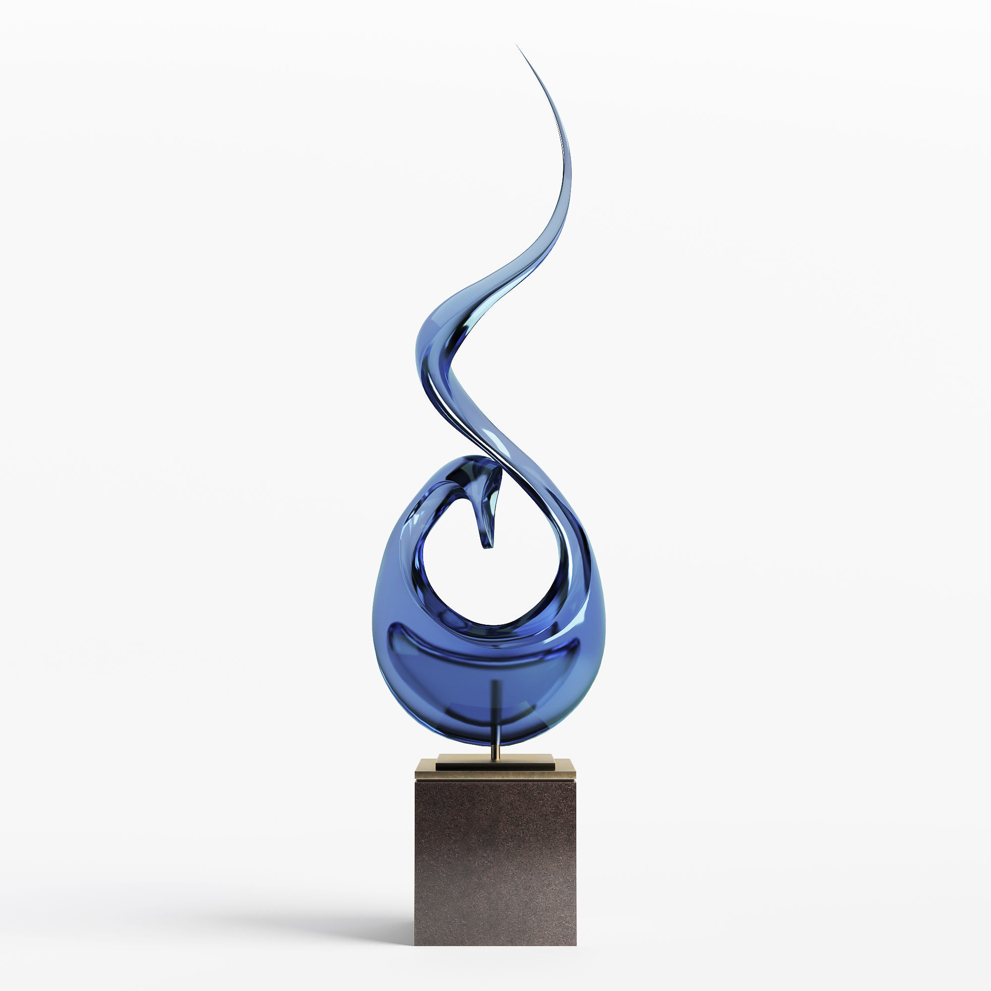 Modern Decorative Abstract Glass Art Sculpture 01 3D model_1