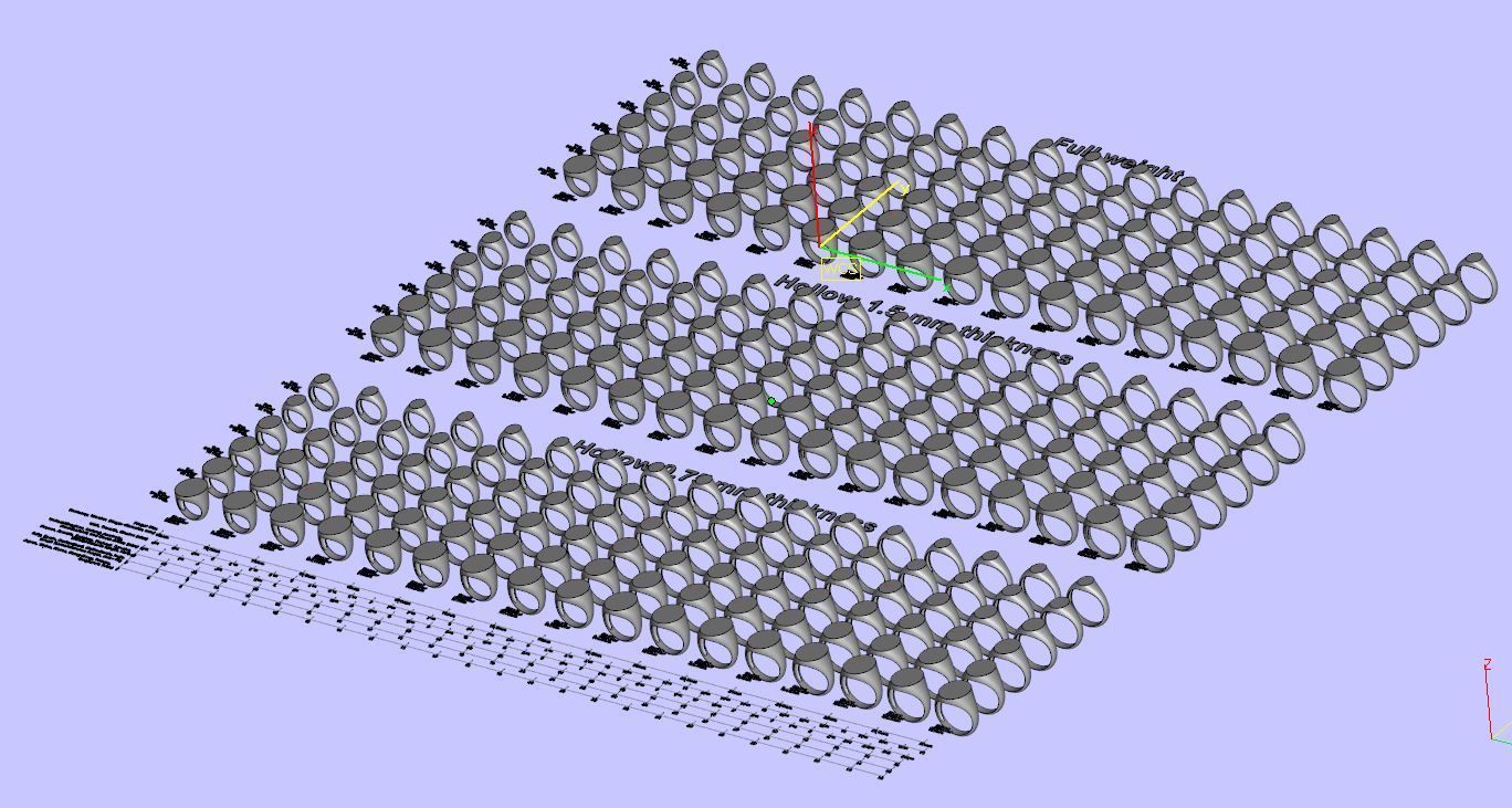 Signet rings set ELLIPSE top 3D print model_12