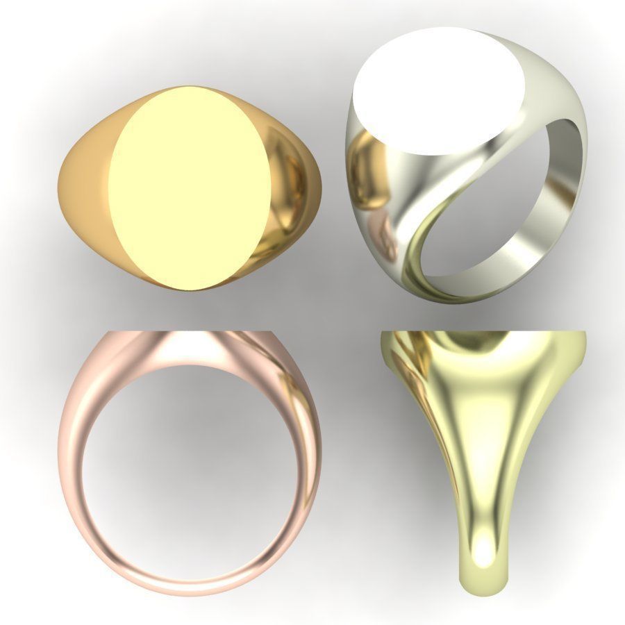 Signet rings set ELLIPSE top 3D print model_5