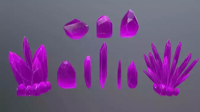 Crystal Set Low-poly 3D model