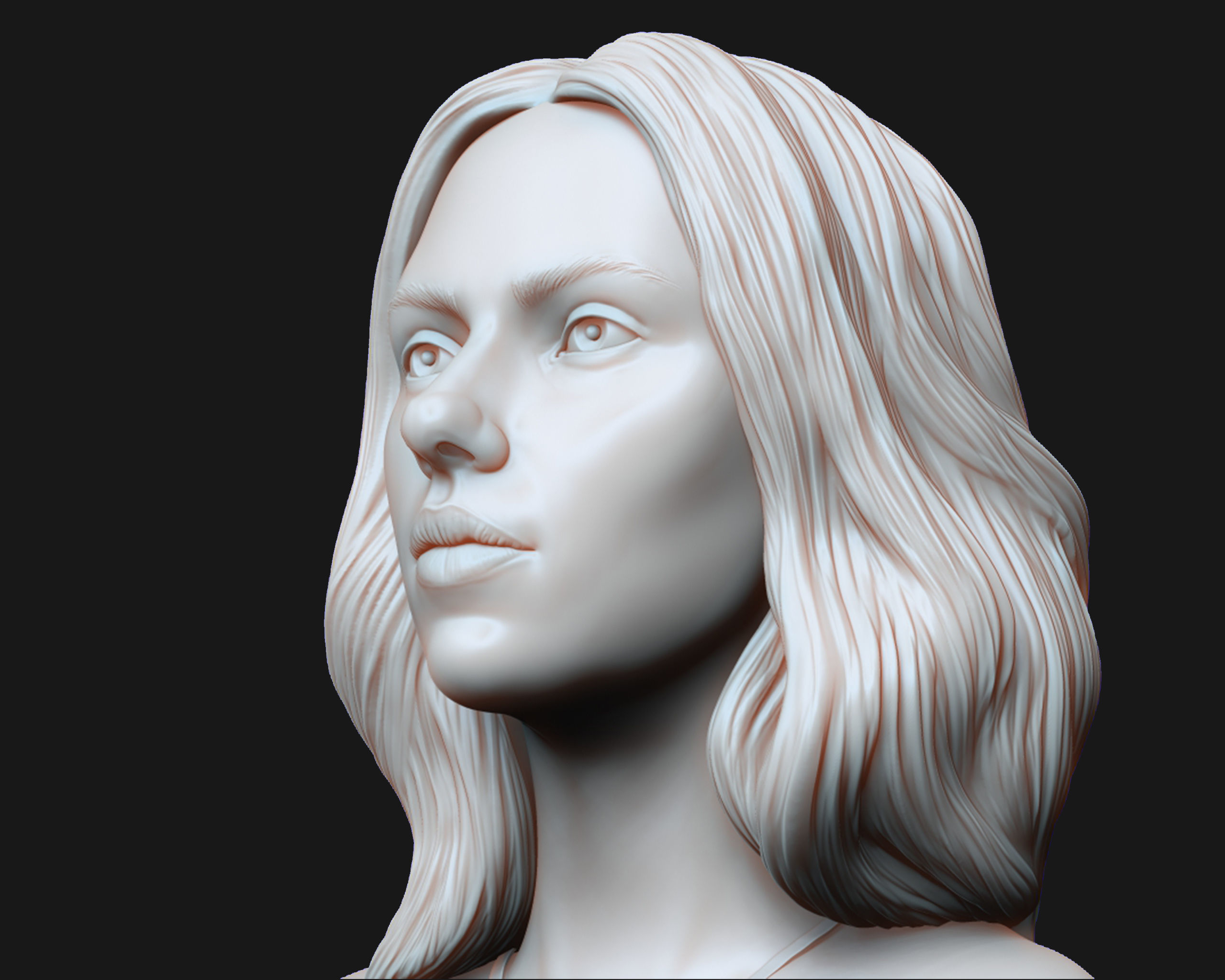 Scarlett Johansson portrait Sculpture 3D print model_19