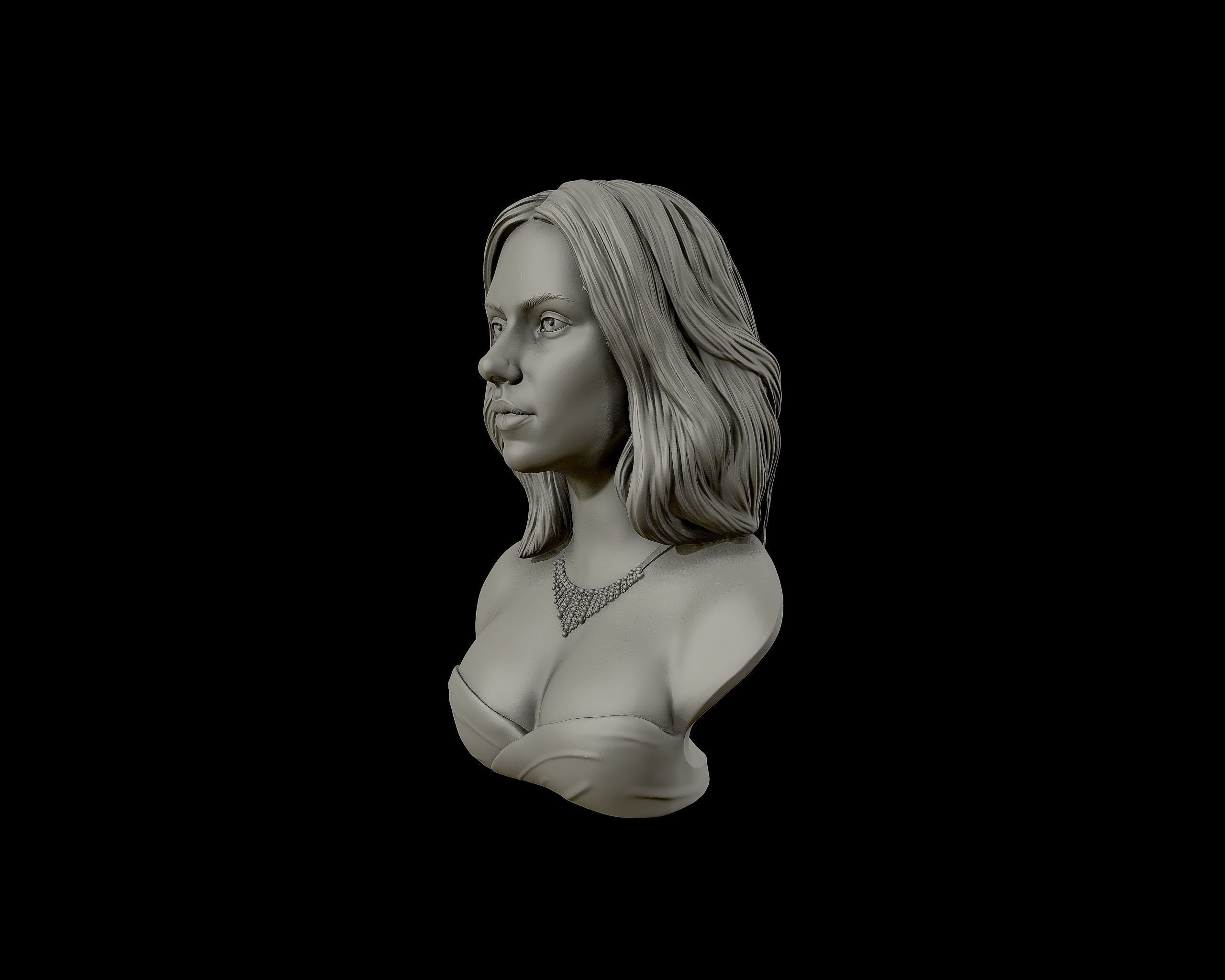 Scarlett Johansson portrait Sculpture 3D print model_25