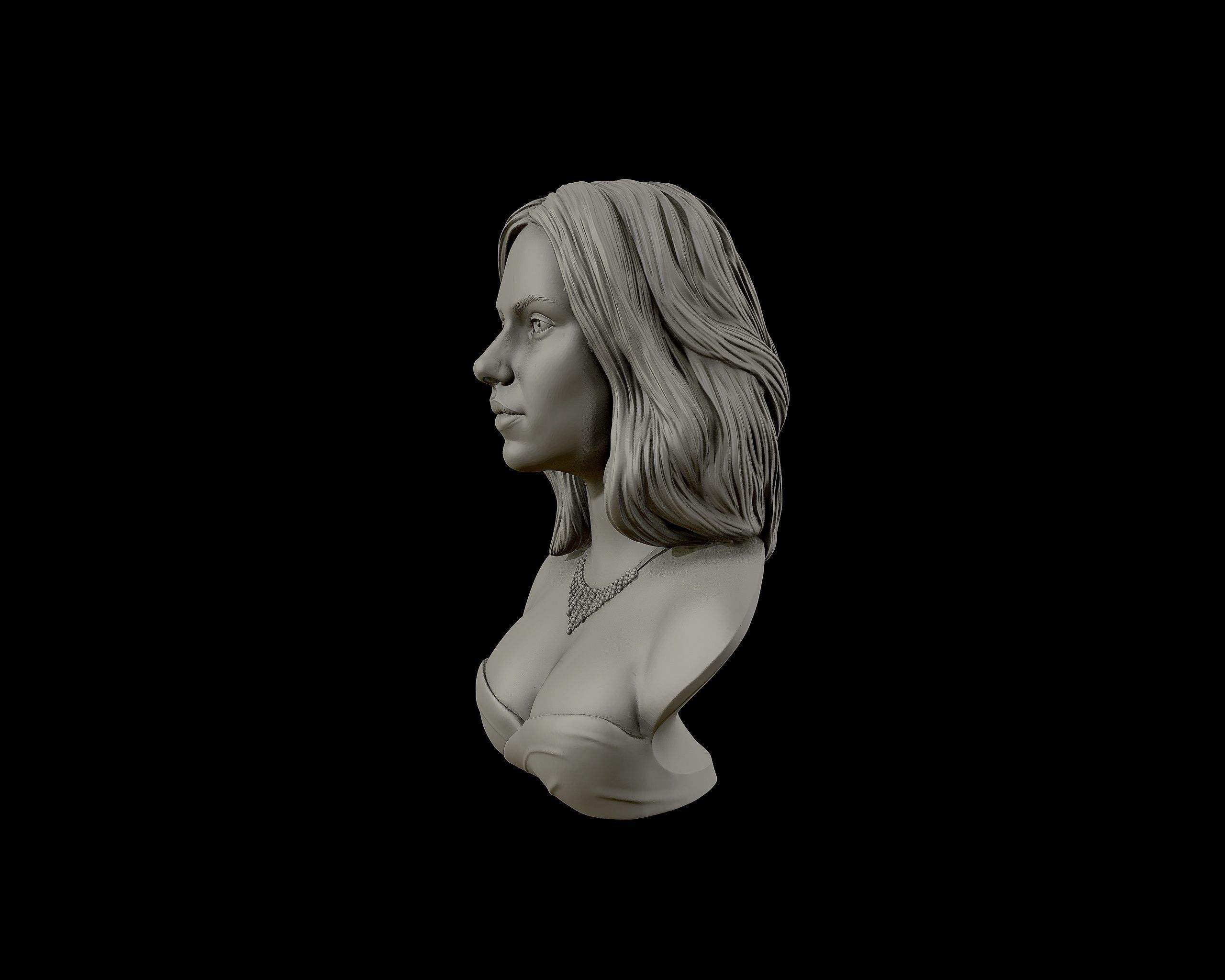 Scarlett Johansson portrait Sculpture 3D print model_26