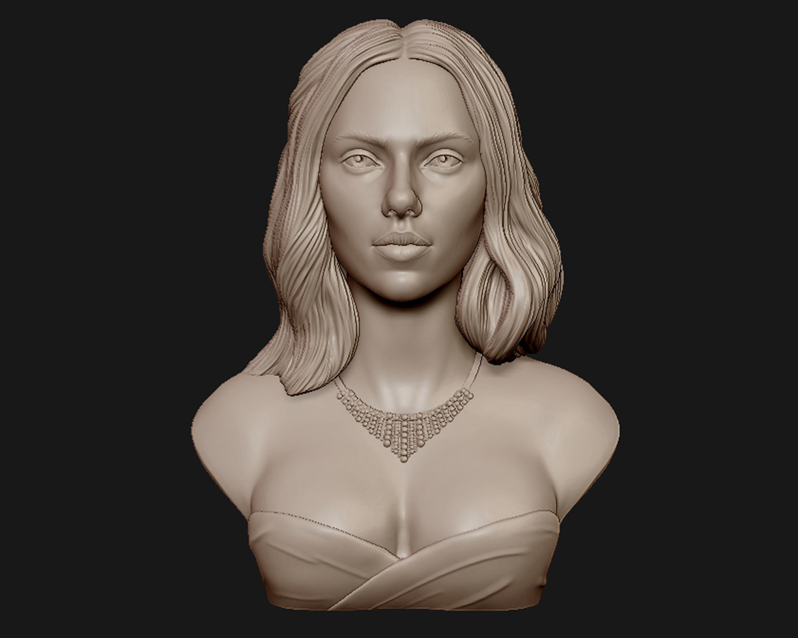 Scarlett Johansson portrait Sculpture 3D print model_7