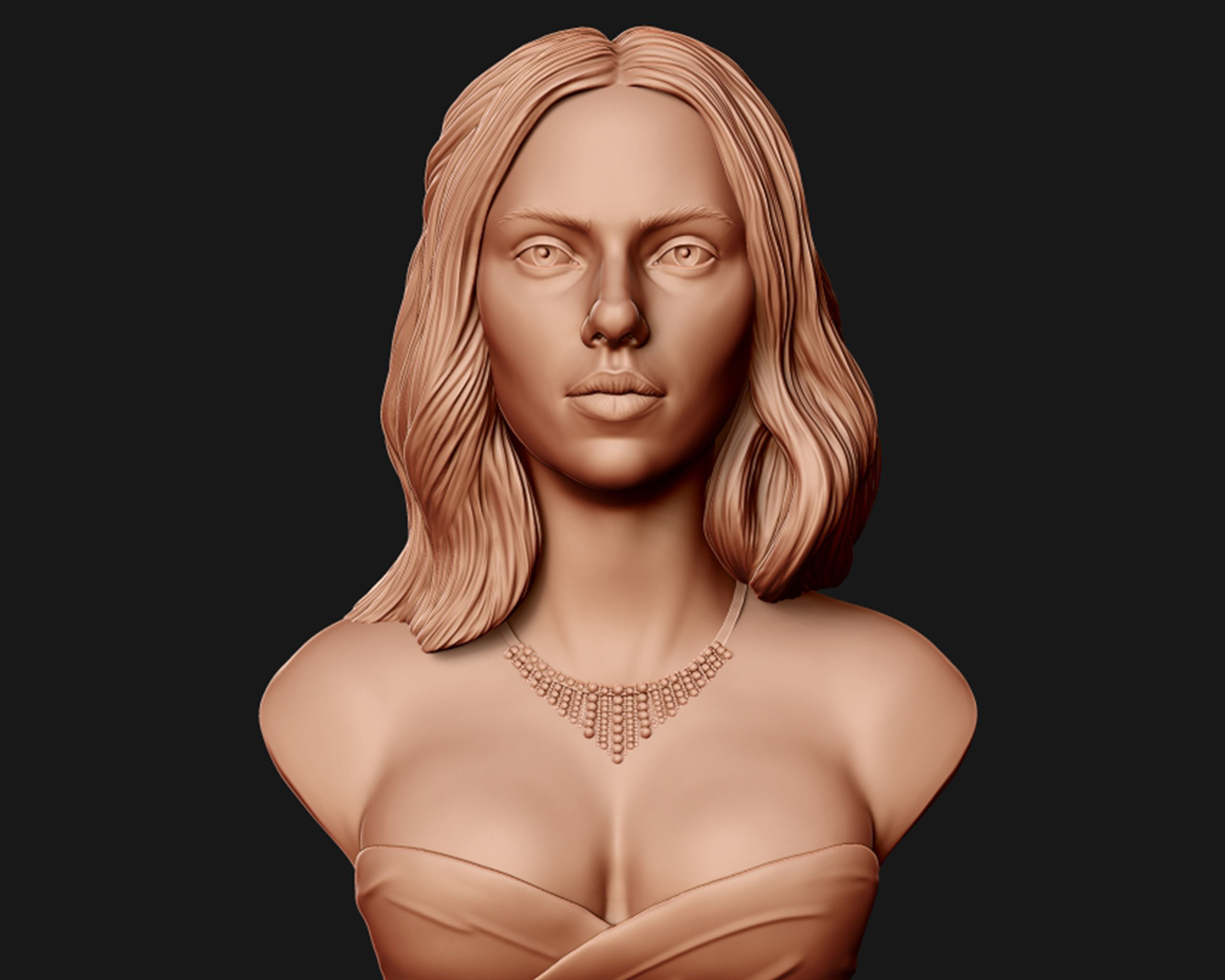 Scarlett Johansson portrait Sculpture 3D print model_12