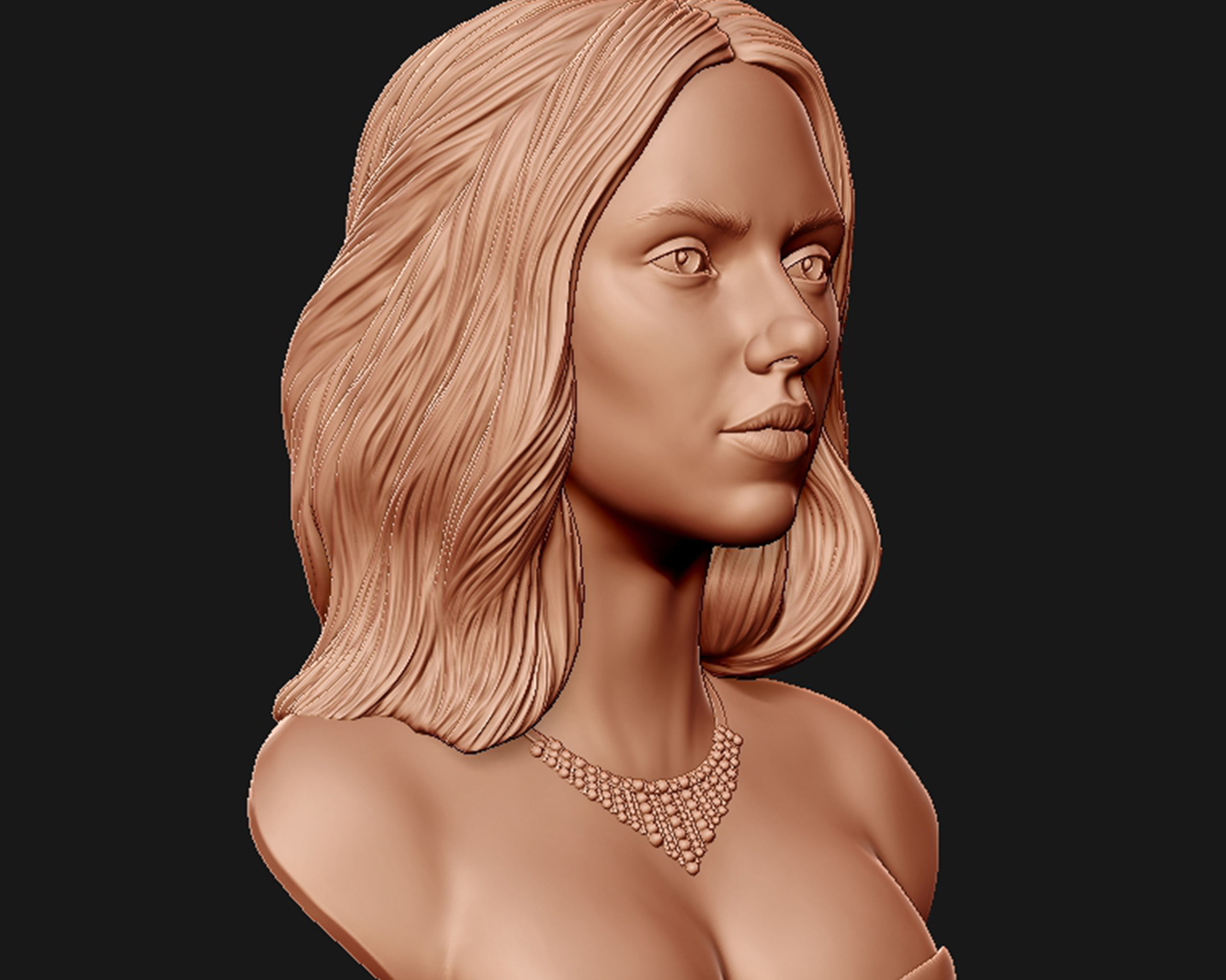 Scarlett Johansson portrait Sculpture 3D print model_15