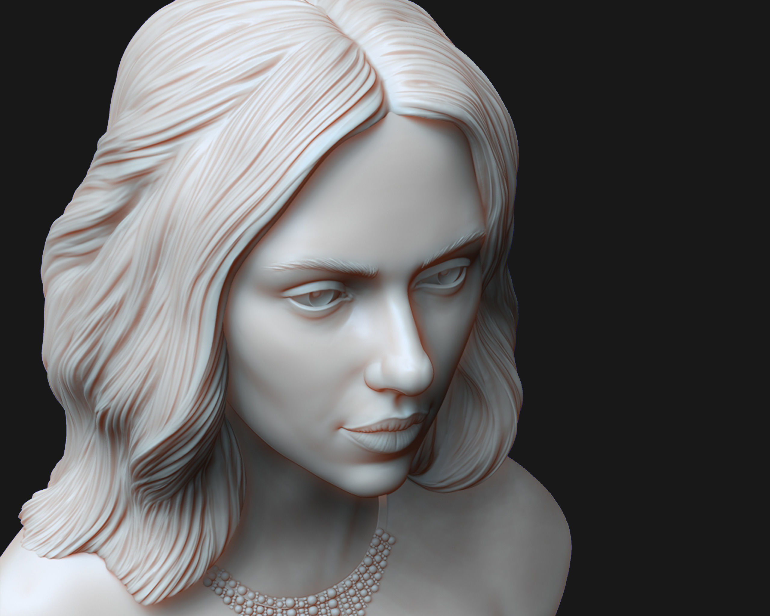 Scarlett Johansson portrait Sculpture 3D print model_20