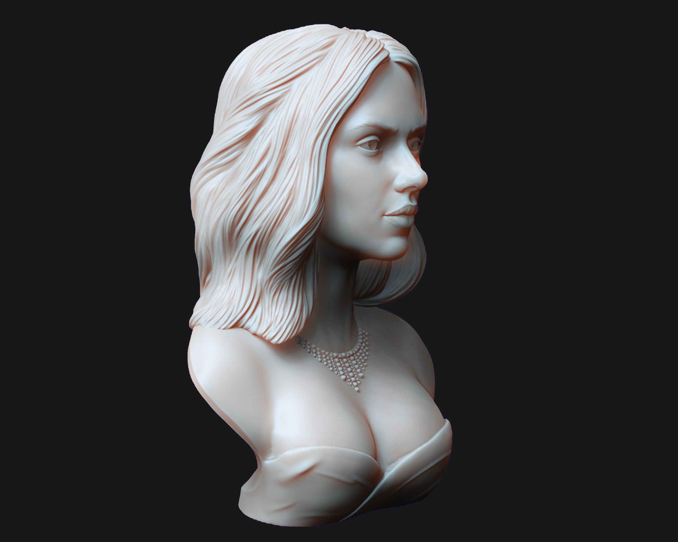 Scarlett Johansson portrait Sculpture 3D print model_17