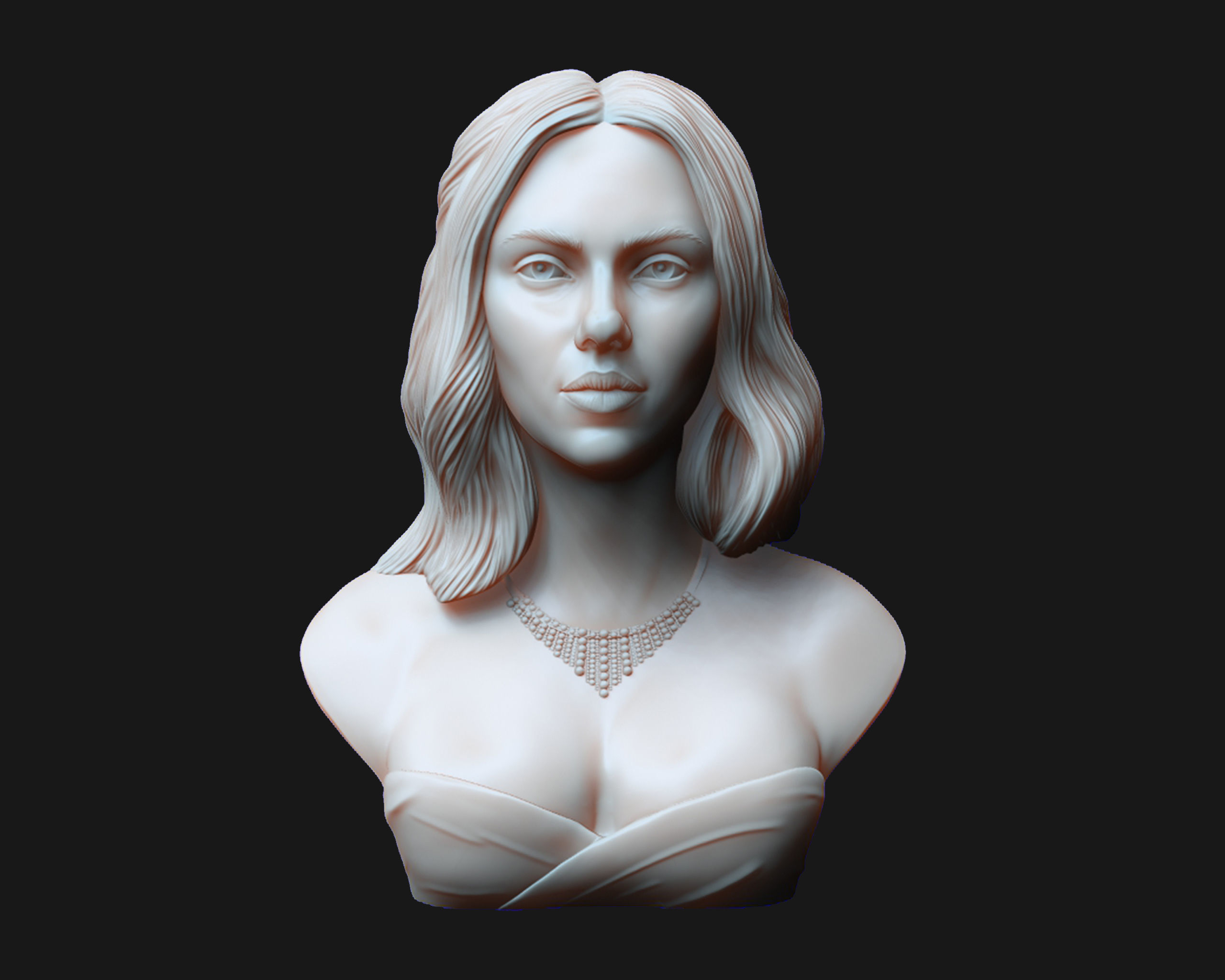 Scarlett Johansson portrait Sculpture 3D print model_16