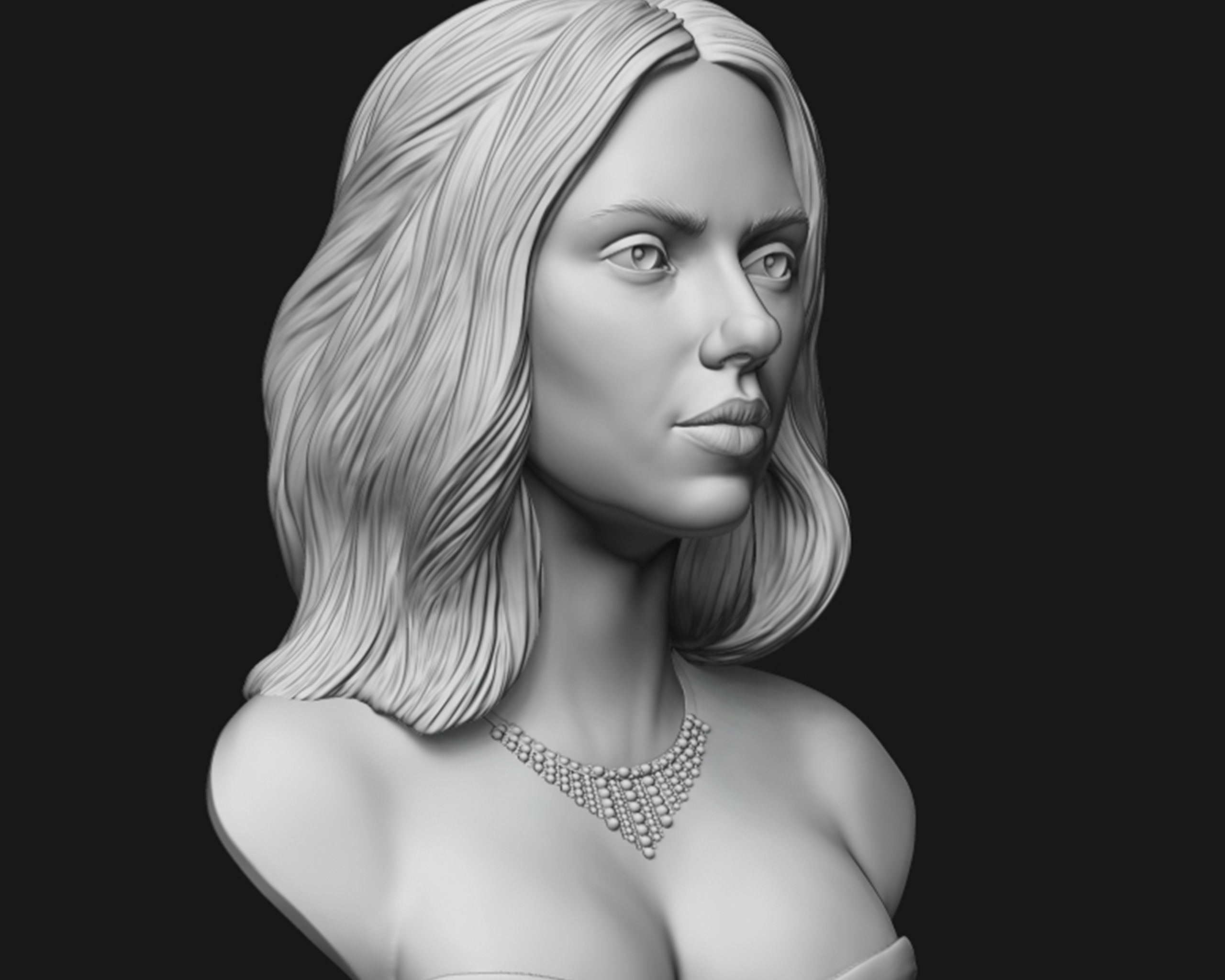 Scarlett Johansson portrait Sculpture 3D print model_3