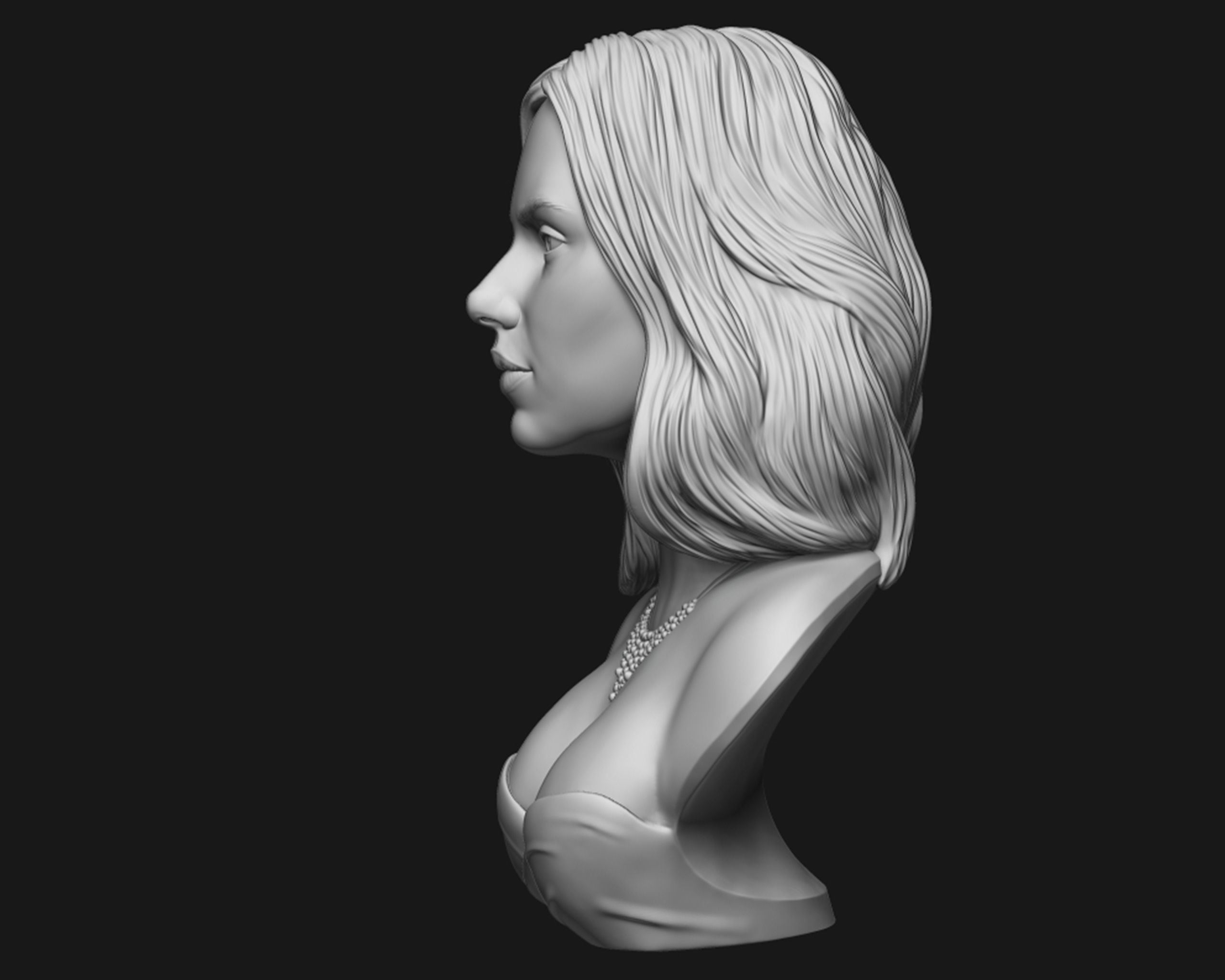 Scarlett Johansson portrait Sculpture 3D print model_4