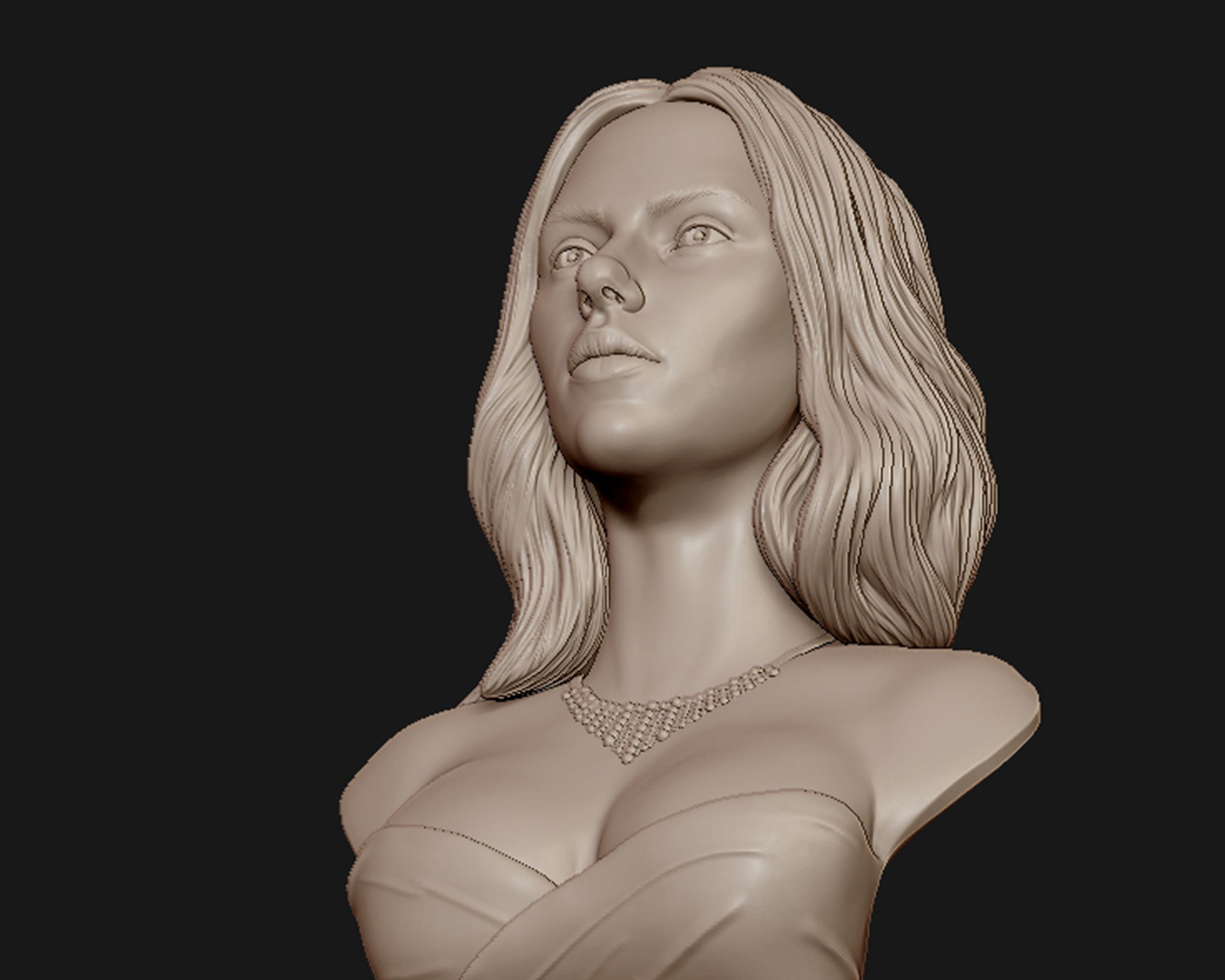 Scarlett Johansson portrait Sculpture 3D print model_10