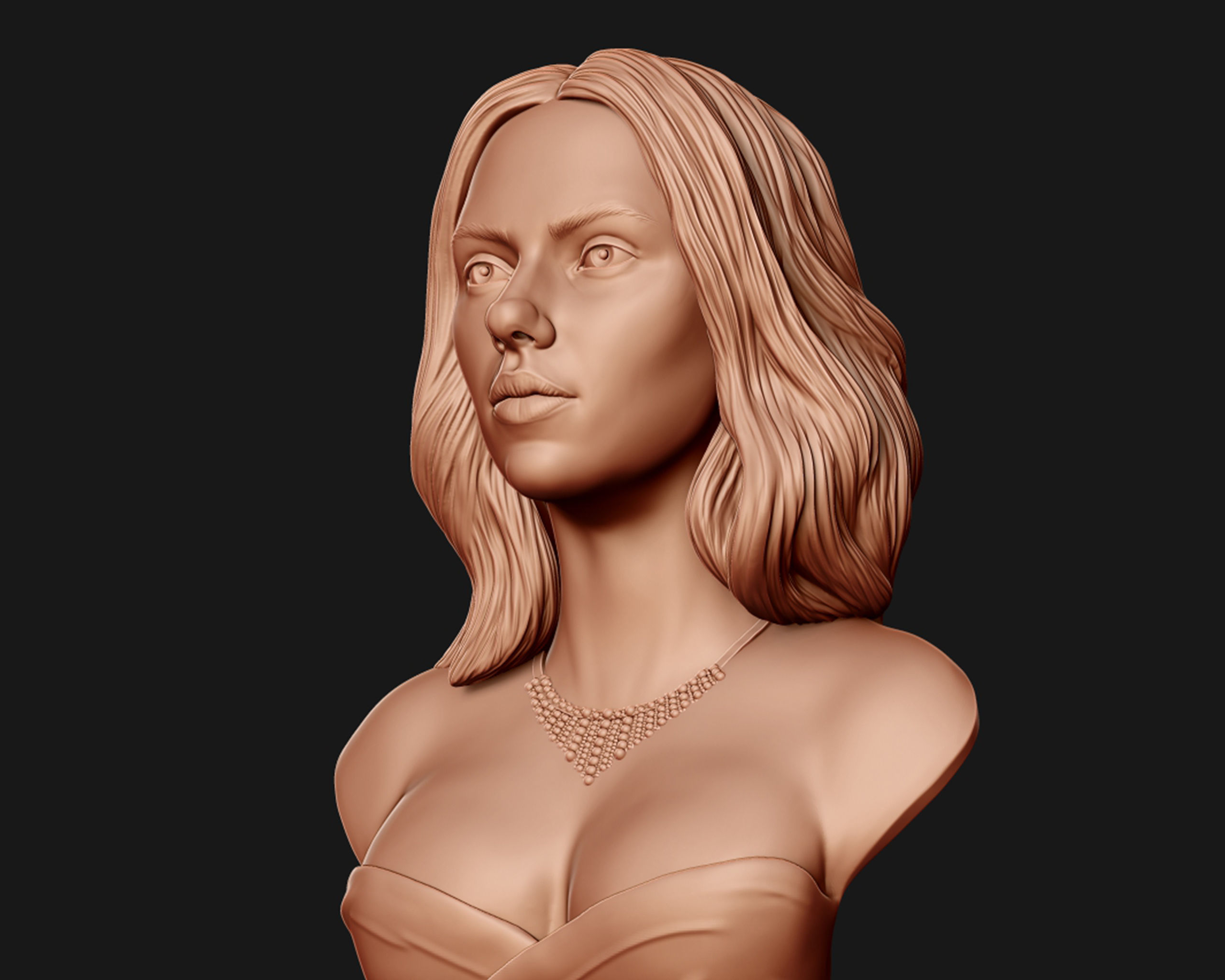Scarlett Johansson portrait Sculpture 3D print model_14