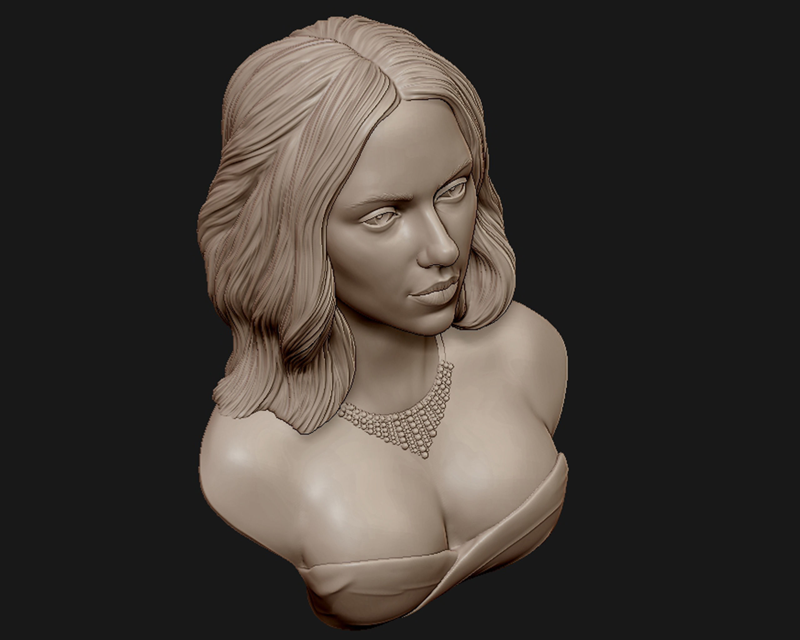 Scarlett Johansson portrait Sculpture 3D print model_8
