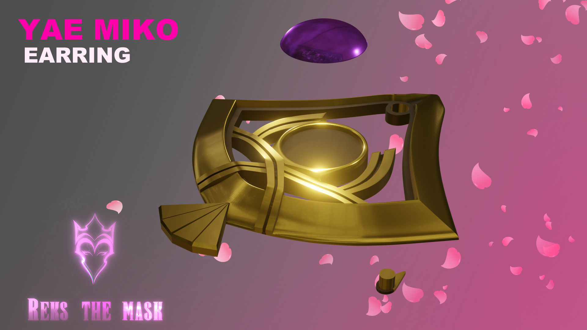 Yae Miko earrings and hair accessory 3D print file 3D print model_3