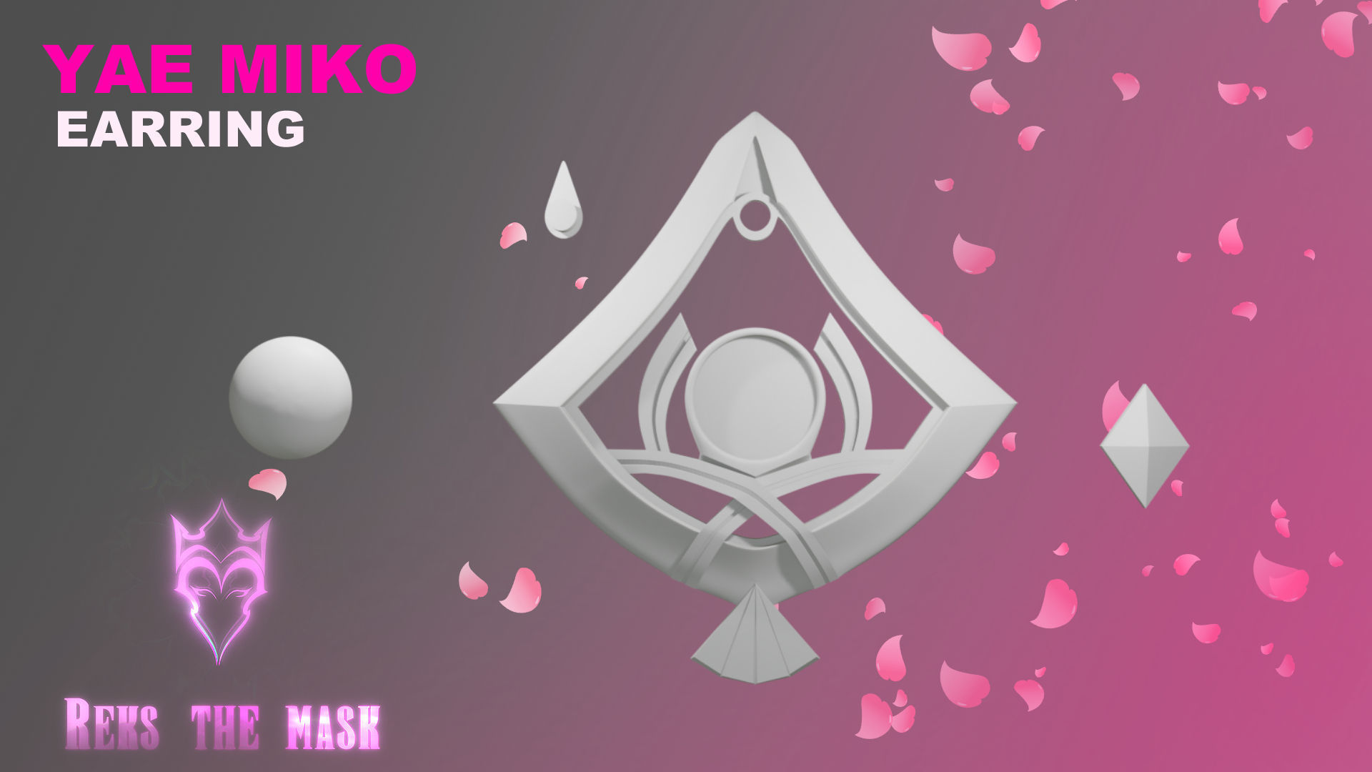 Yae Miko earrings and hair accessory 3D print file 3D print model_5