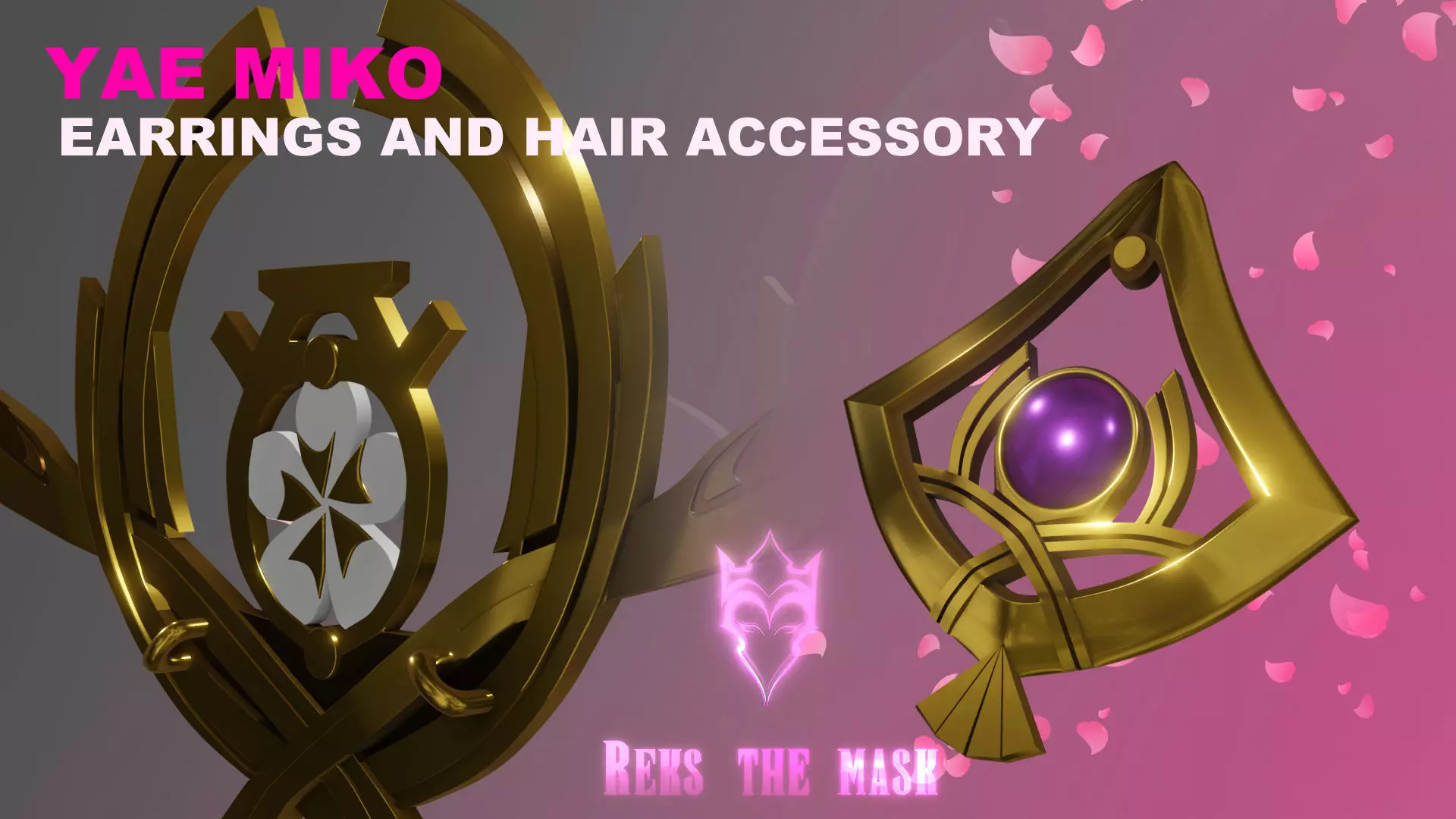 Yae Miko earrings and hair accessory 3D print file 3D print model_0