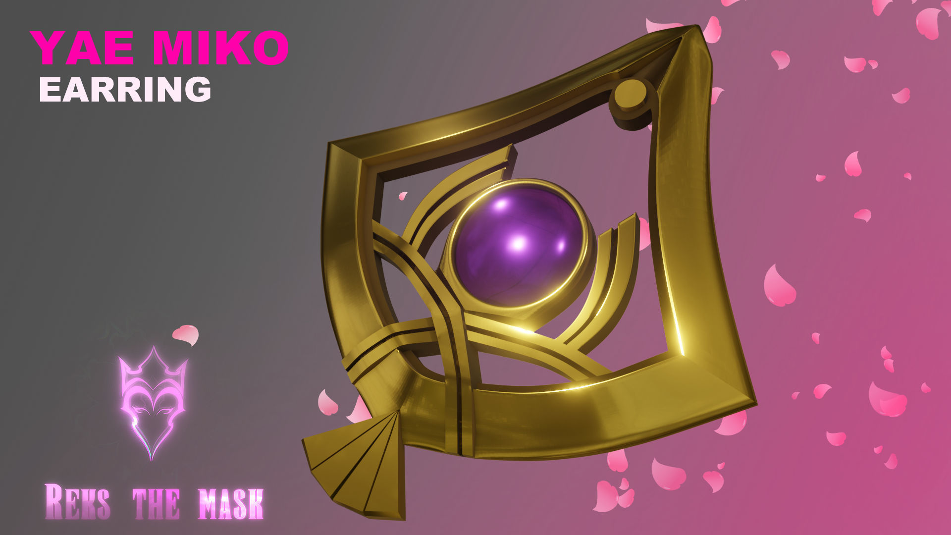 Yae Miko earrings and hair accessory 3D print file 3D print model_1