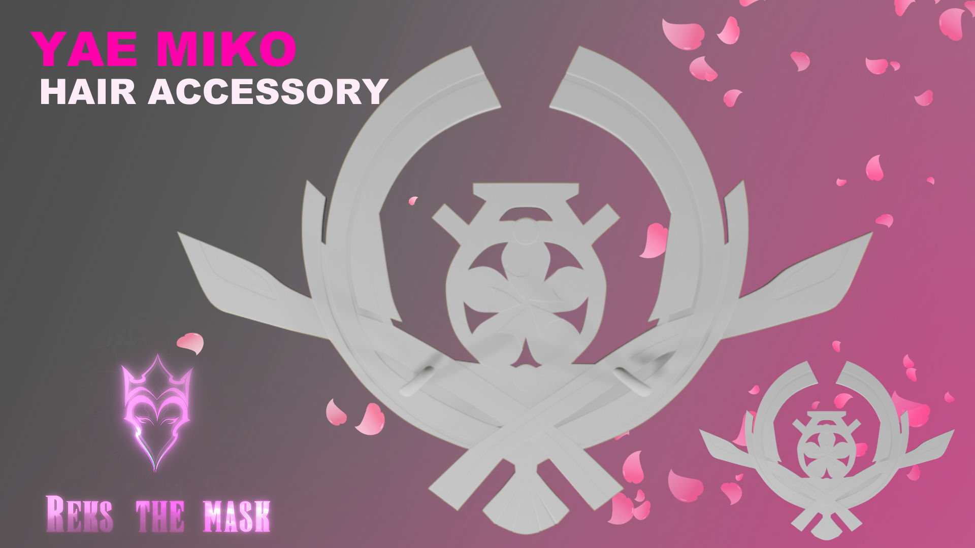 Yae Miko earrings and hair accessory 3D print file 3D print model_10