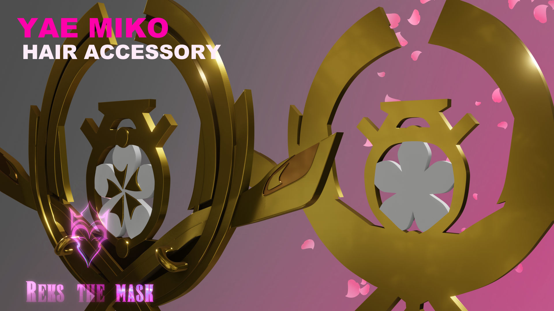 Yae Miko earrings and hair accessory 3D print file 3D print model_8