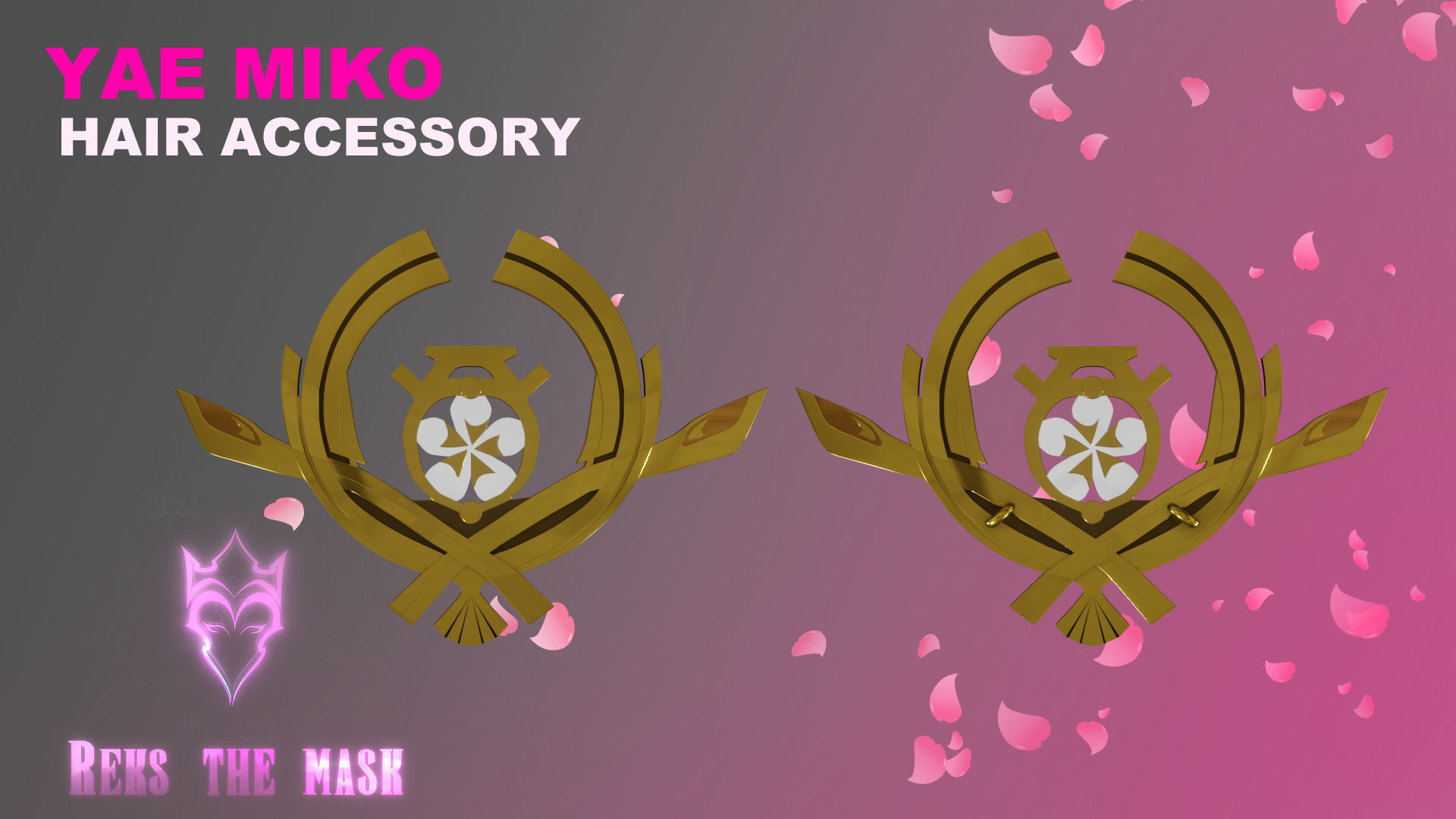 Yae Miko earrings and hair accessory 3D print file 3D print model_7