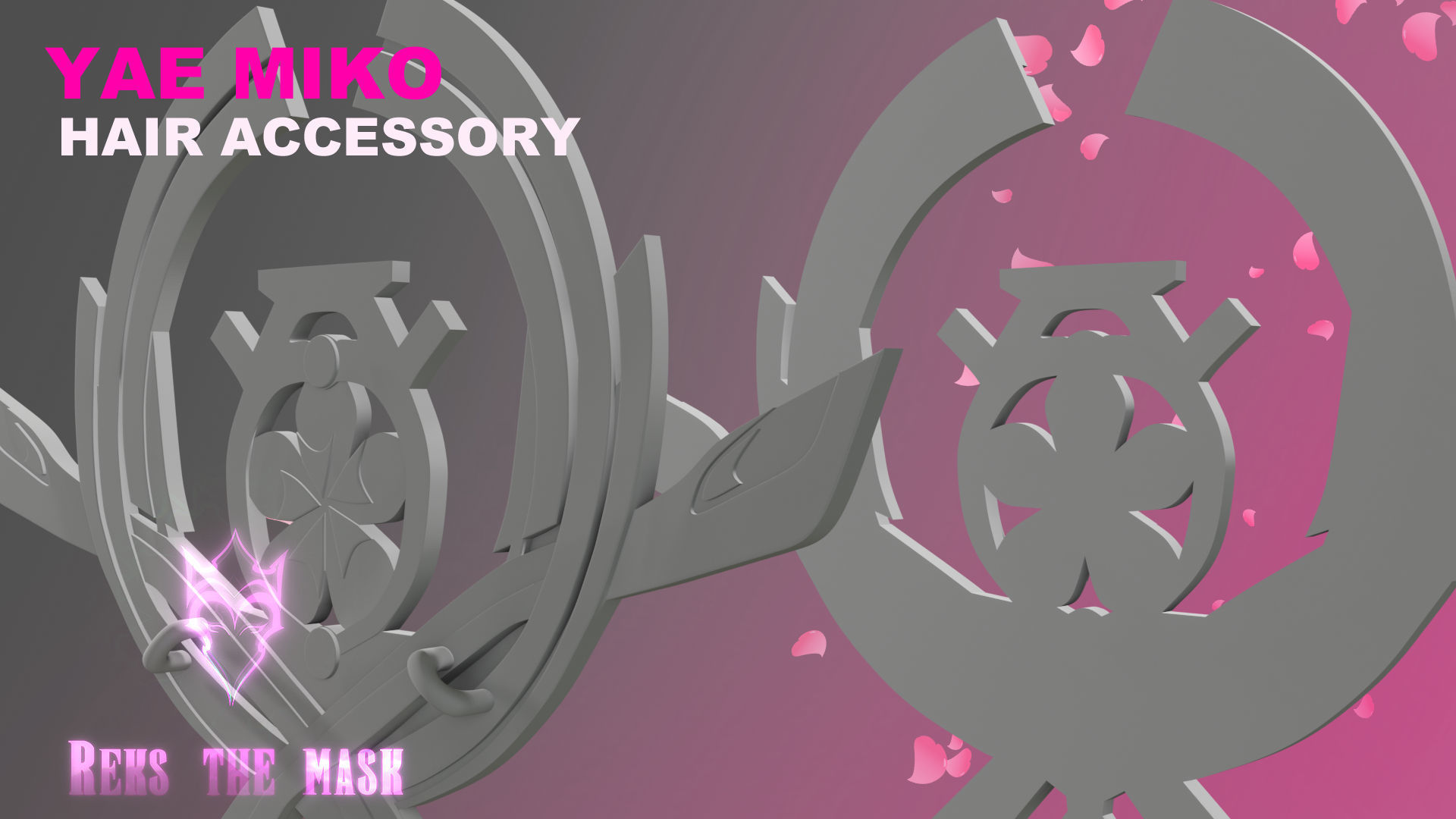 Yae Miko earrings and hair accessory 3D print file 3D print model_2