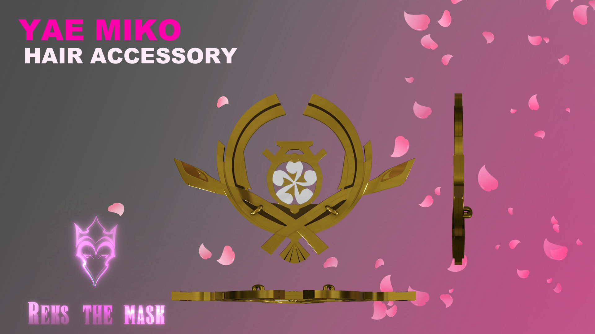 Yae Miko earrings and hair accessory 3D print file 3D print model_6