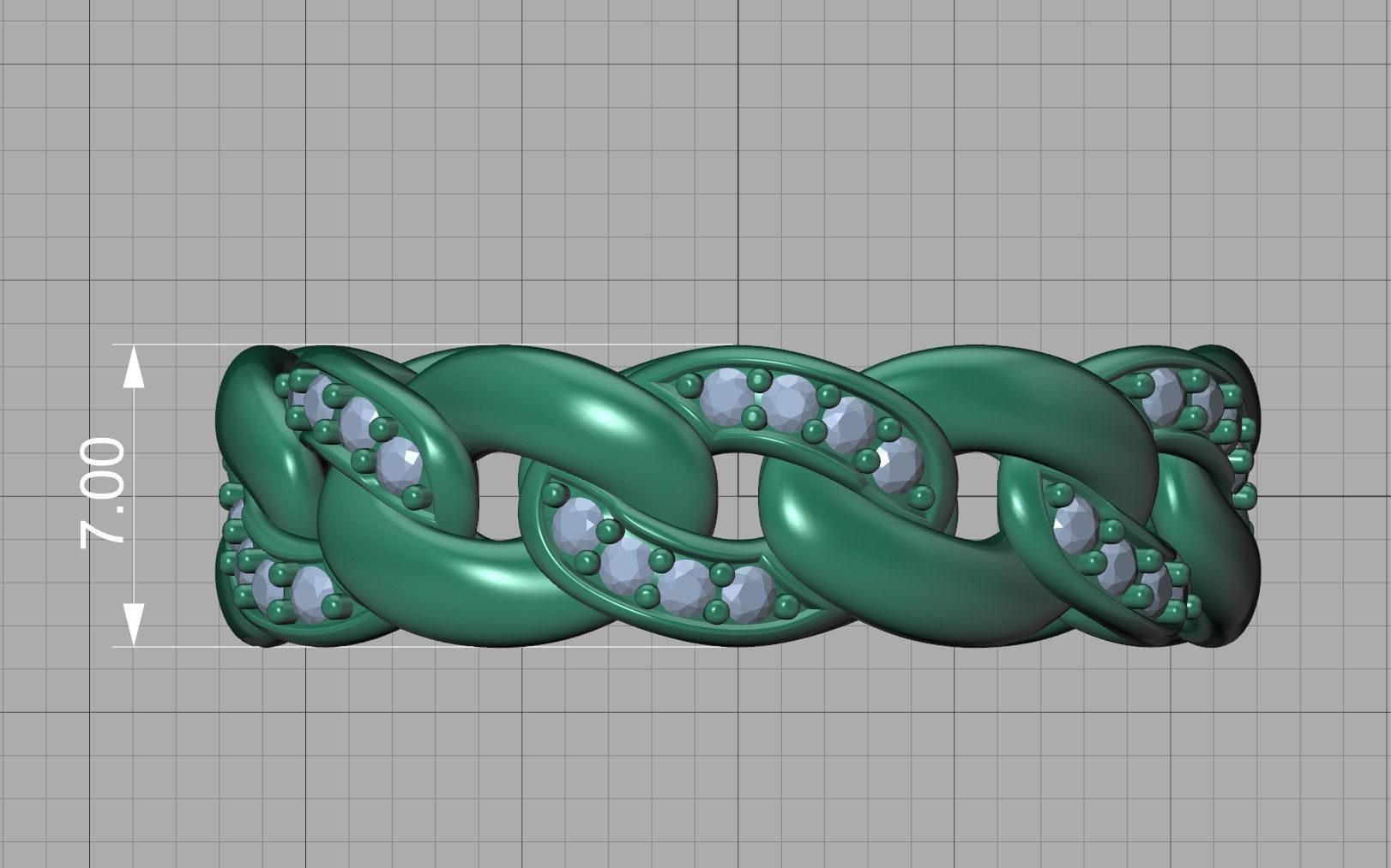 DIAMOND Cuban Link Heavy Chain Ring 7mm Wide 10US Size 3dmodel 3D print model_11