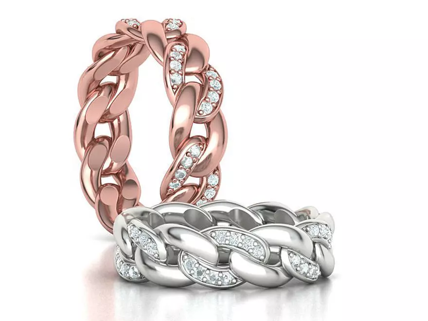 DIAMOND Cuban Link Heavy Chain Ring 7mm Wide 10US Size 3dmodel 3D print model_0