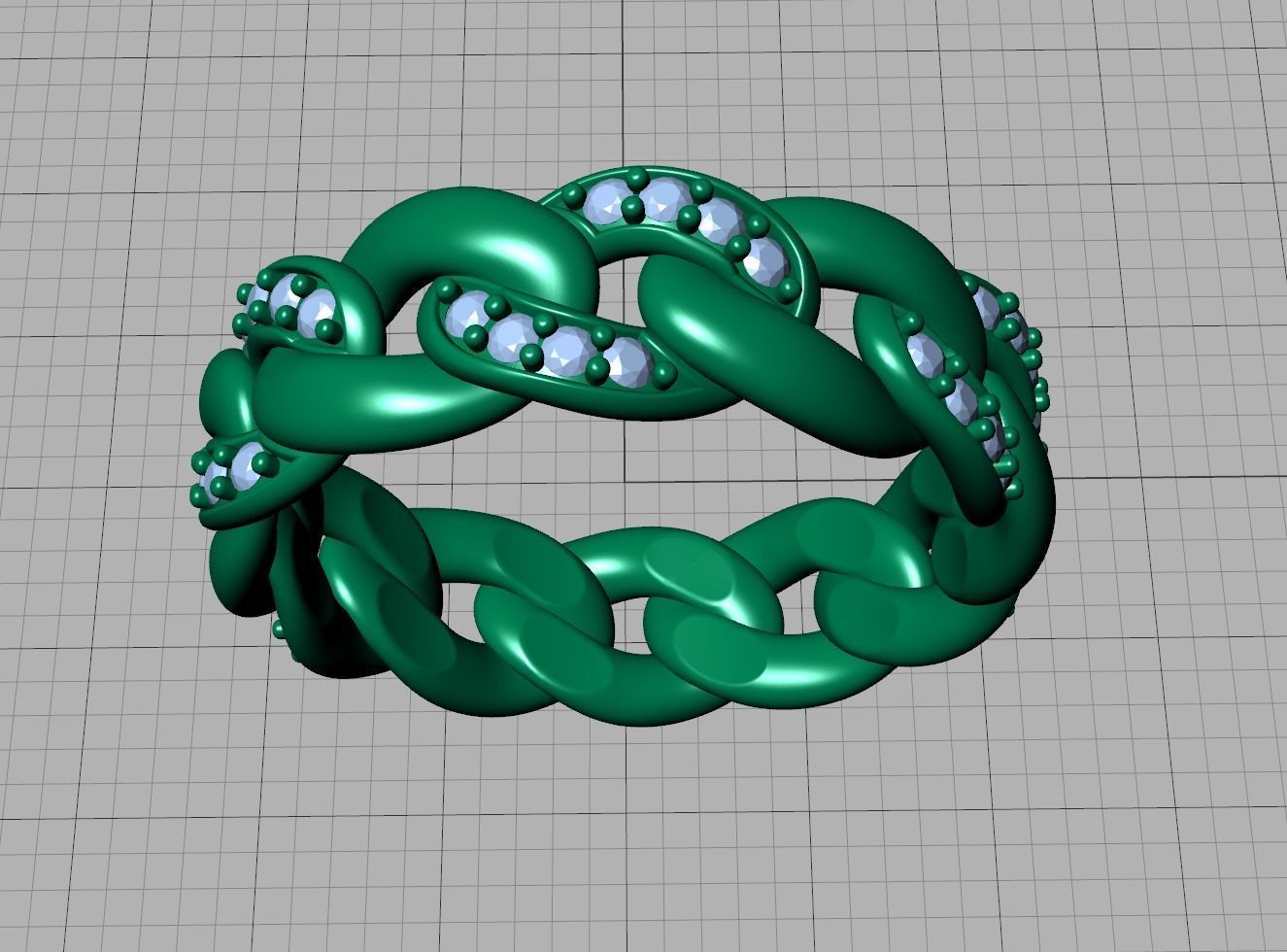 DIAMOND Cuban Link Heavy Chain Ring 7mm Wide 10US Size 3dmodel 3D print model_14