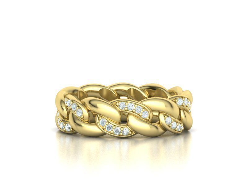 DIAMOND Cuban Link Heavy Chain Ring 7mm Wide 10US Size 3dmodel 3D print model_5