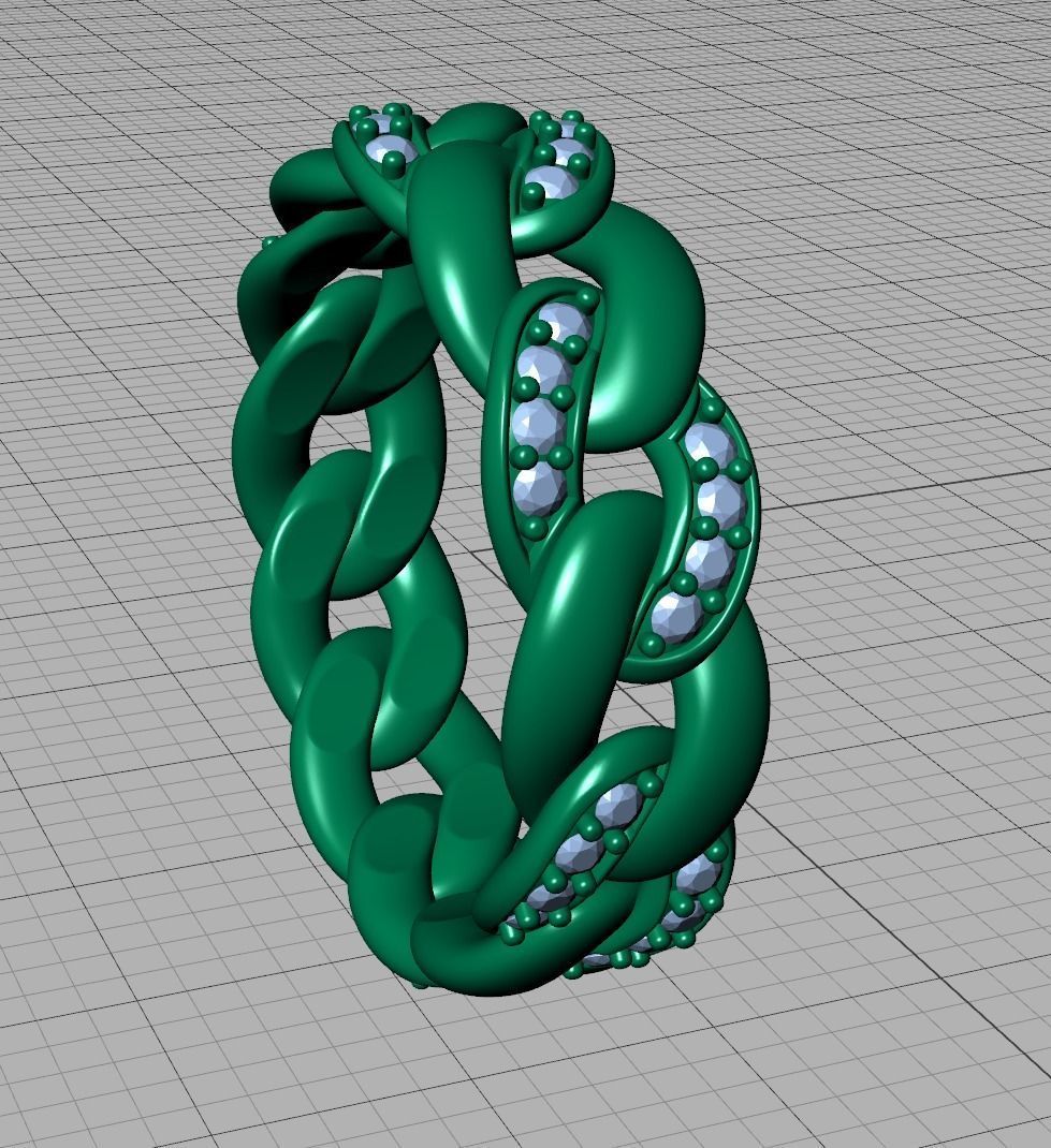 DIAMOND Cuban Link Heavy Chain Ring 7mm Wide 10US Size 3dmodel 3D print model_13