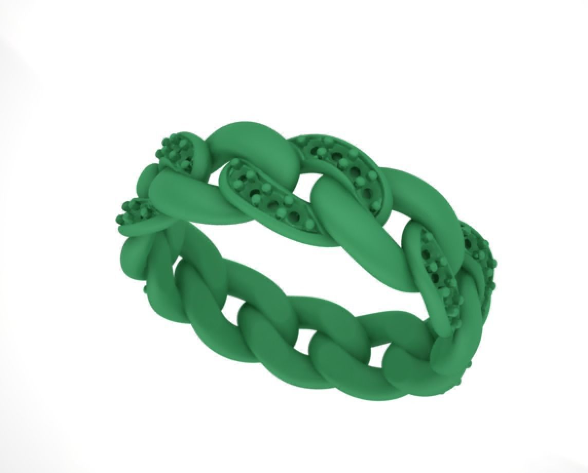 DIAMOND Cuban Link Heavy Chain Ring 7mm Wide 10US Size 3dmodel 3D print model_8