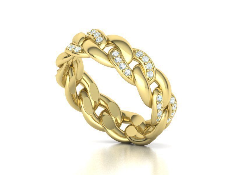 DIAMOND Cuban Link Heavy Chain Ring 7mm Wide 10US Size 3dmodel 3D print model_17