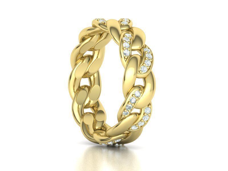 DIAMOND Cuban Link Heavy Chain Ring 7mm Wide 10US Size 3dmodel 3D print model_20
