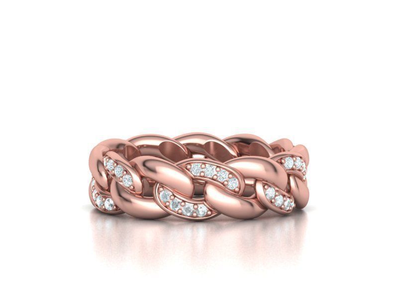 DIAMOND Cuban Link Heavy Chain Ring 7mm Wide 10US Size 3dmodel 3D print model_3