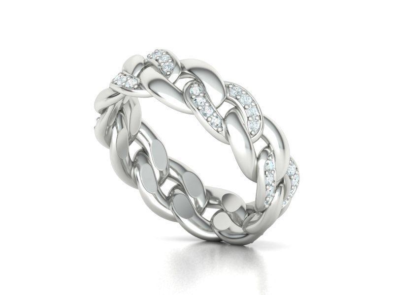 DIAMOND Cuban Link Heavy Chain Ring 7mm Wide 10US Size 3dmodel 3D print model_16