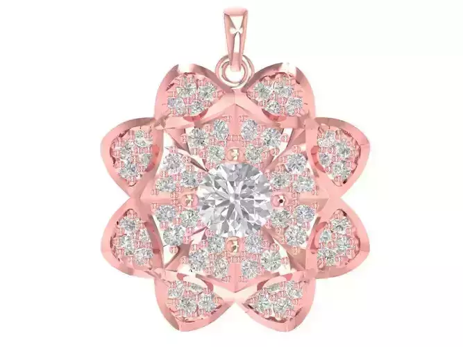 Elegant Lotus Flower Diamond Pendant For Women 742