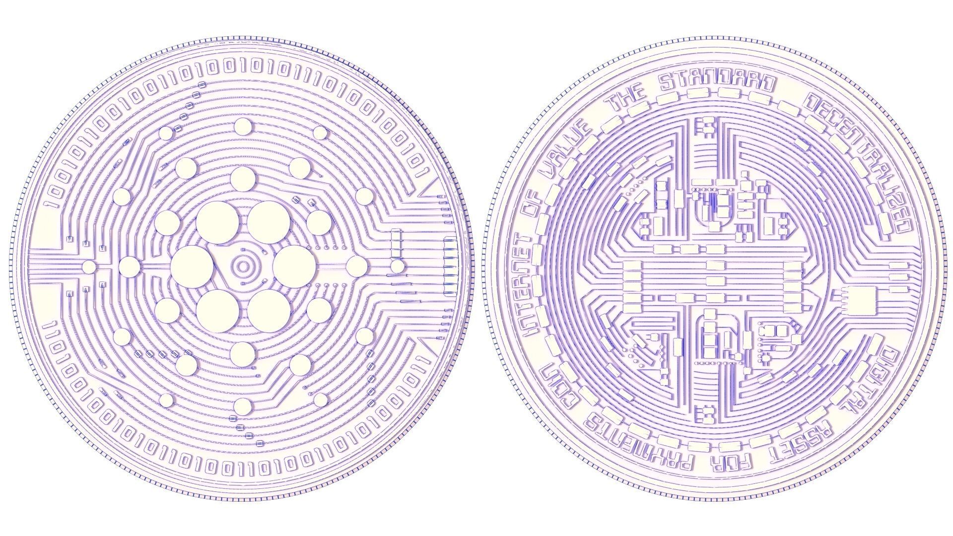 3d crypto coins Bitcoin Ethereum Monero Cardano 3D model_6