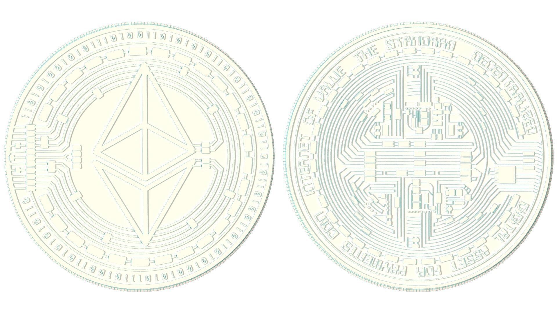 3d crypto coins Bitcoin Ethereum Monero Cardano 3D model_5