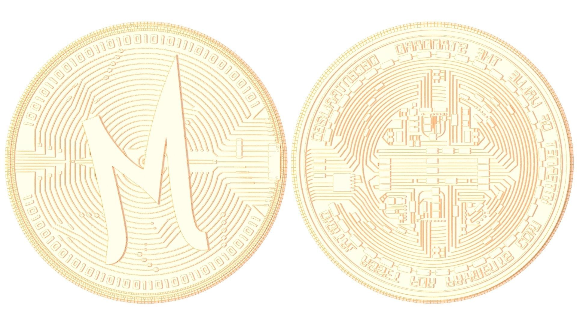 3d crypto coins Bitcoin Ethereum Monero Cardano 3D model_4