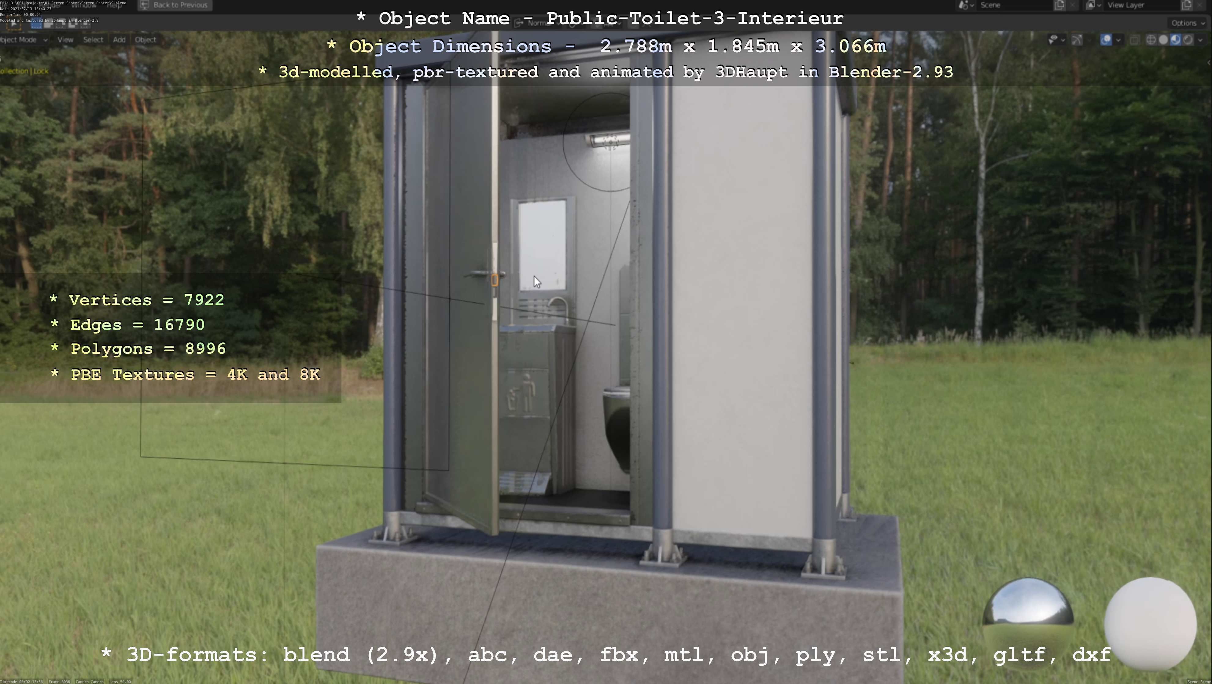 Public Toilet Version 3 - Interior Low-poly 3D model_40