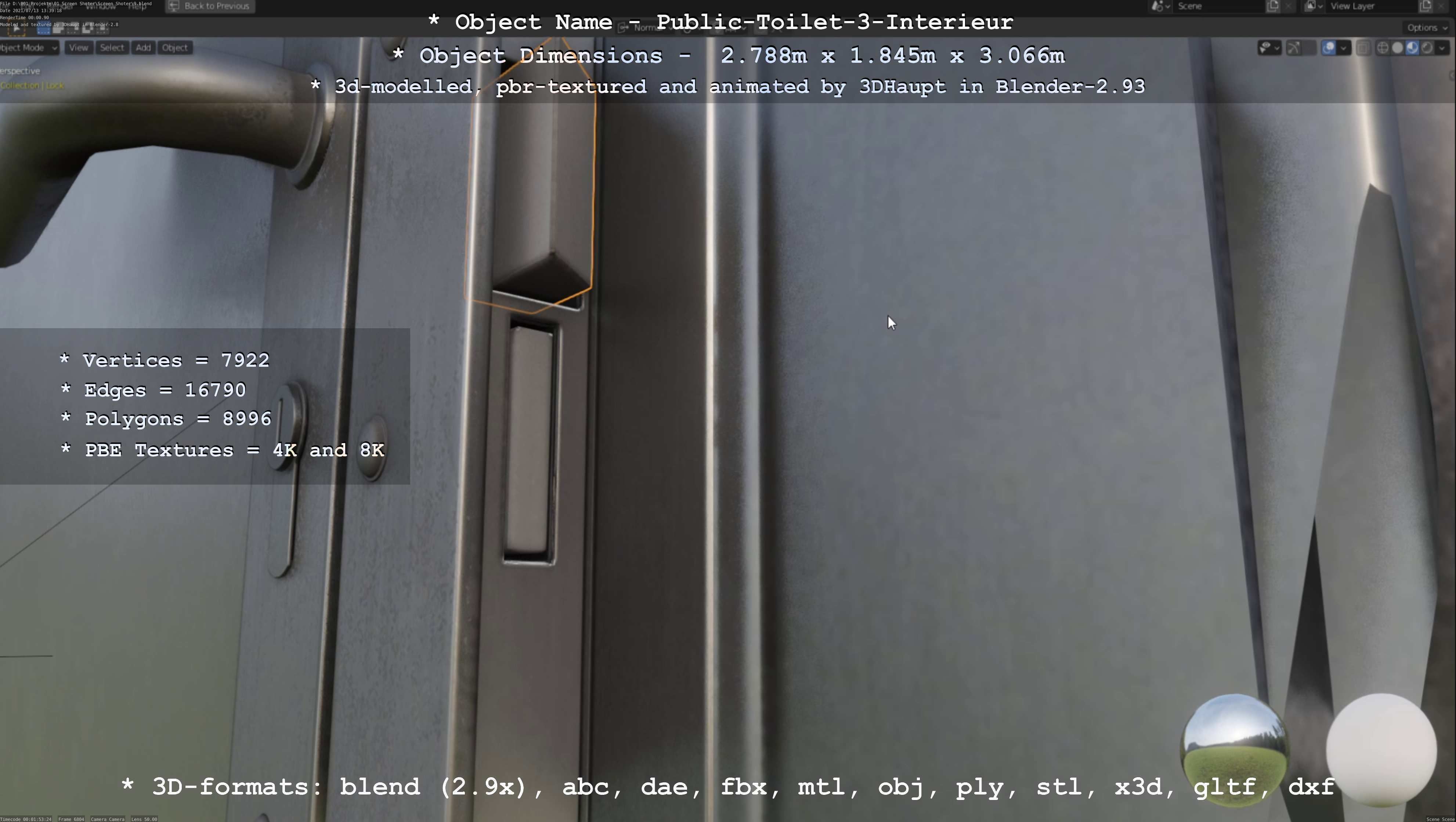 Public Toilet Version 3 - Interior Low-poly 3D model_102