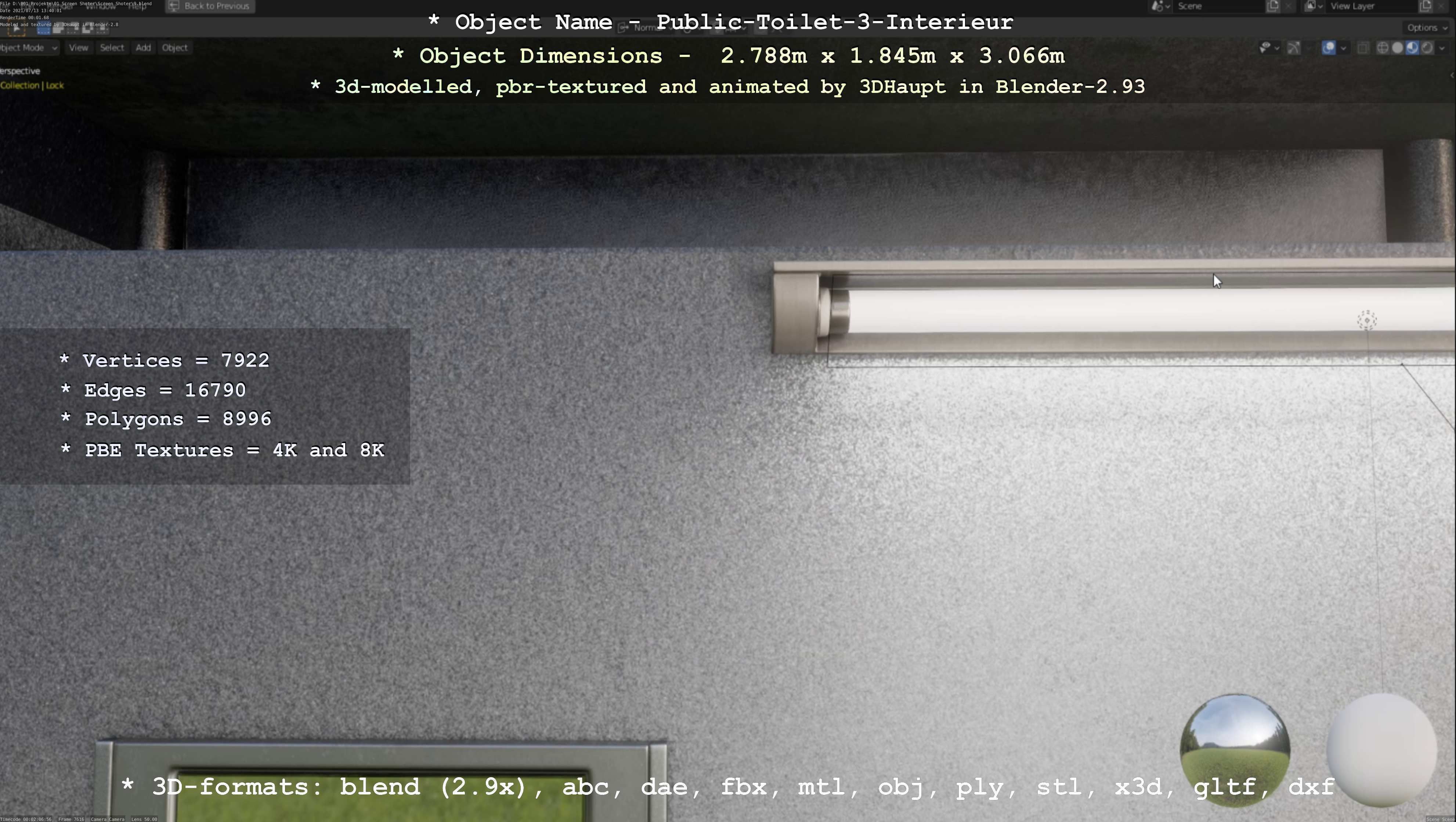 Public Toilet Version 3 - Interior Low-poly 3D model_37